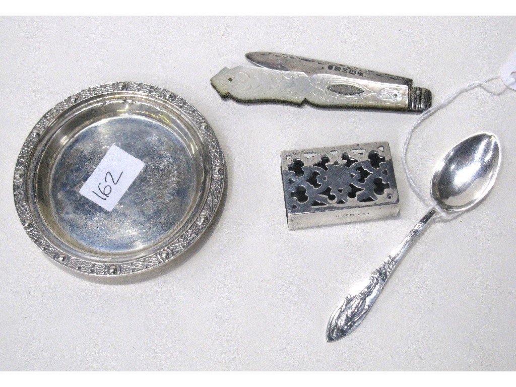 Appraisal: Mixed lot of silver comprising dish fruit knife spoon and