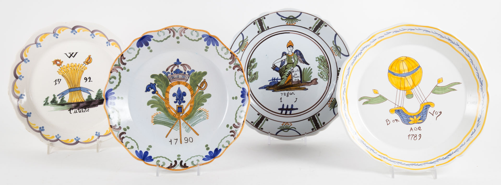 Appraisal: Four French Faience Patriotique plates th century each depicting French