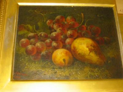 Appraisal: B SPENCER Still Life with Fruit signed and dated x