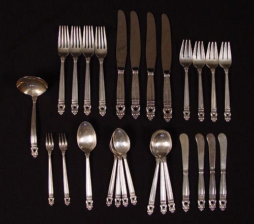 Appraisal: INTERNATIONAL ''ROYAL DANISH'' STERLING FLATWARE SERVICE FOR Approx pieces in