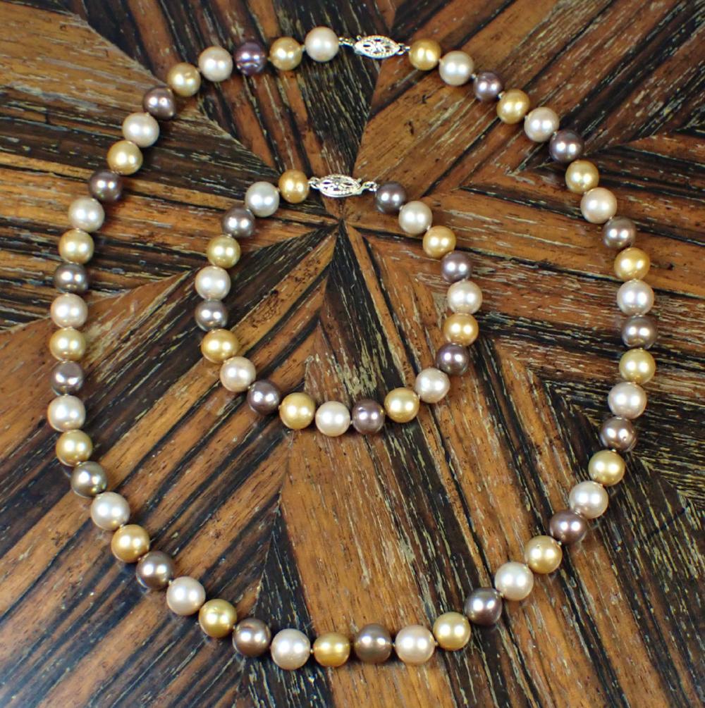 Appraisal: TWO ARTICLES OF MULTI-COLOR PEARL JEWELRY including an necklace and