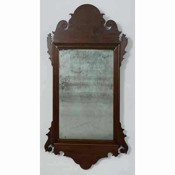 Appraisal: Small Chippendale Mahogany Mirror American or English a carved mahogany