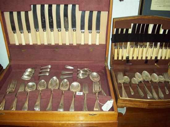 Appraisal: TWO BONE HANDLED CUTLERY SETS IN PRESENTATION BOX