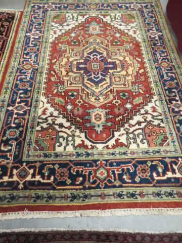 Appraisal: Heriz Persian Handmade Rug central medallion great coloring ' X