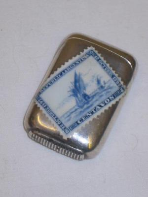 Appraisal: A VICTORIAN ENAMEL VESTA of oblong form the front depicting