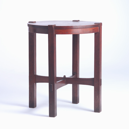 Appraisal: GUSTAV STICKLEY Early lamp table no with legs mortised through