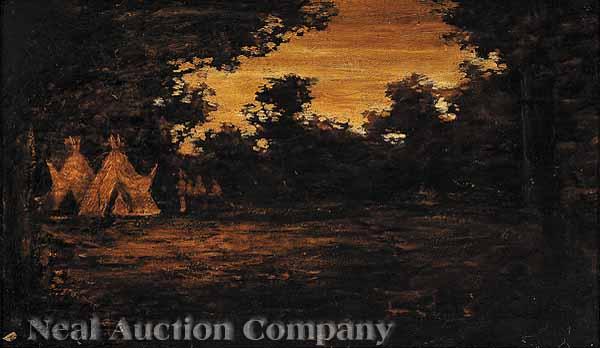 Appraisal: Ralph Albert Blakelock American - Indian Encampment oil on panel