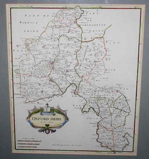 Appraisal: Robert Morden'Oxfordshire' engraving hand-coloured x