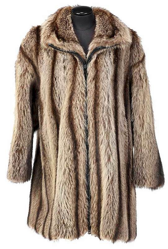 Appraisal: Coopchick Raccoon Fur Coat Coopchick label zipper enclosure approximately size