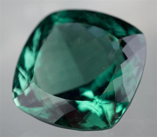 Appraisal: Cushion cut bright green amethyst TCW x x mm green