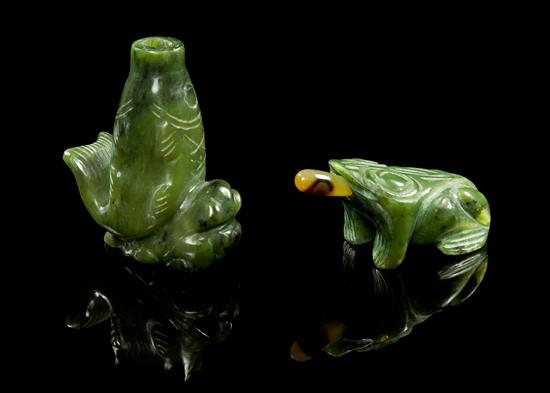 Appraisal: Sale Lot Two Jadeite Snuff Bottles each of a green