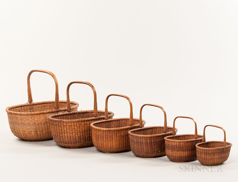 Appraisal: Nest of Six Oblong Nantucket Baskets Nest of Six Oblong