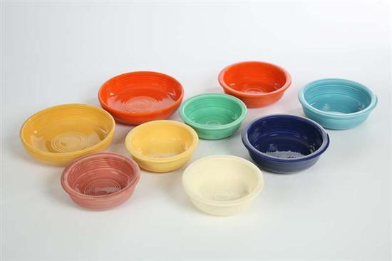 Appraisal: NINE FIESTAWARE BOWLS Two orange two yellow one cream one