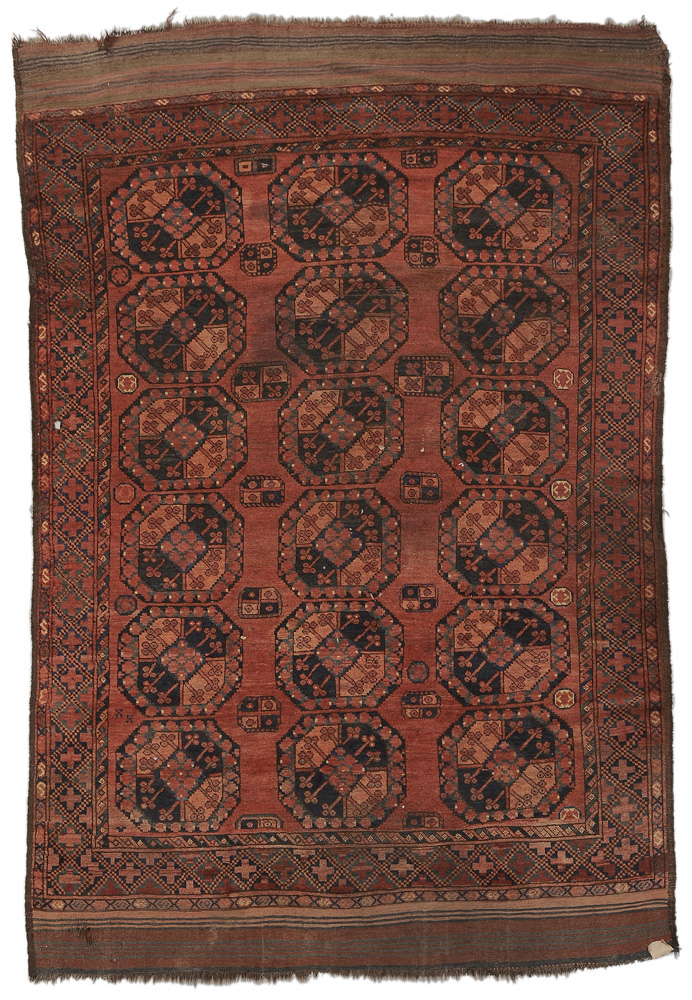 Appraisal: Turkman Carpet Turkish early th century three rows of guls