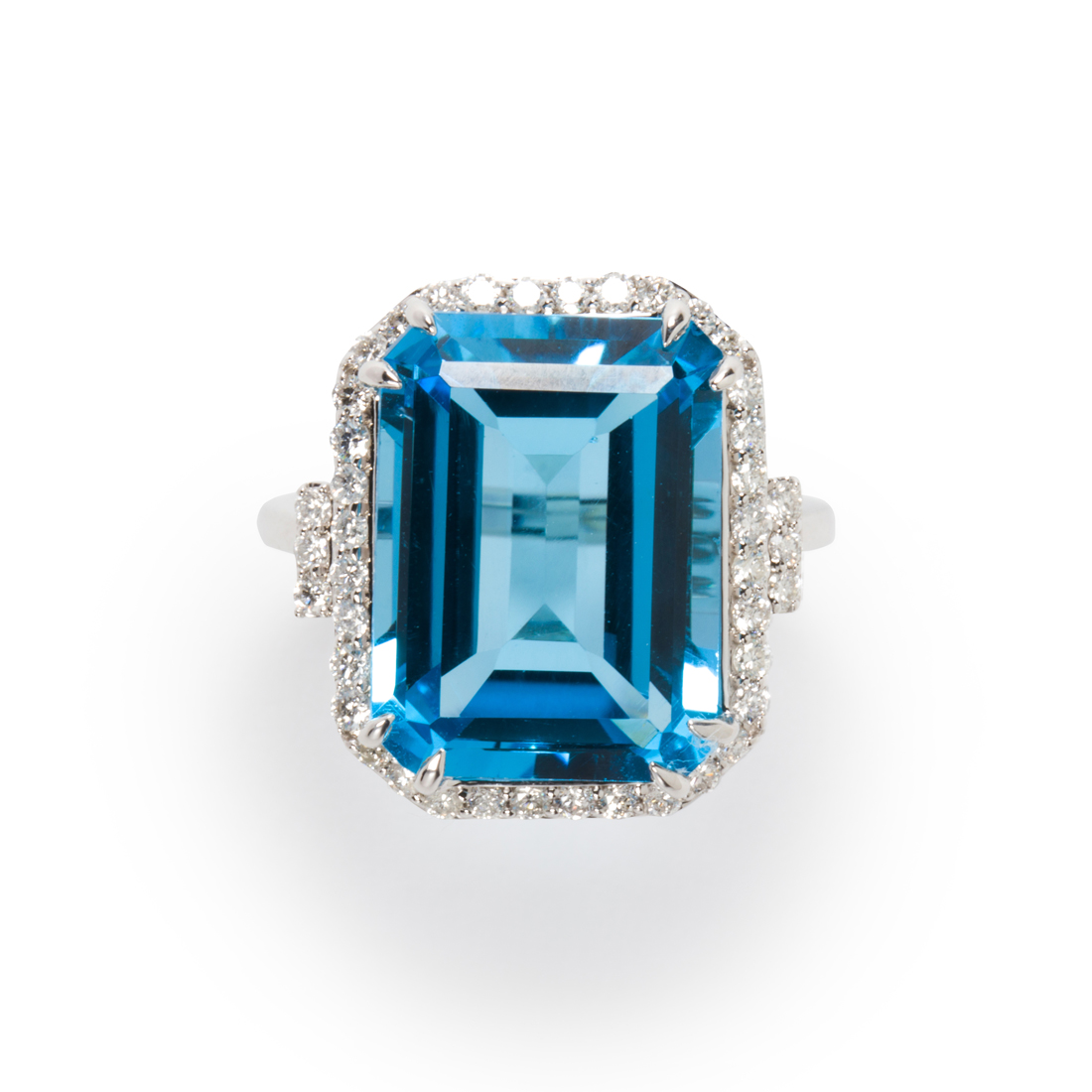 Appraisal: A BLUE TOPAZ DIAMOND AND FOURTEEN KARAT WHITE GOLD RING