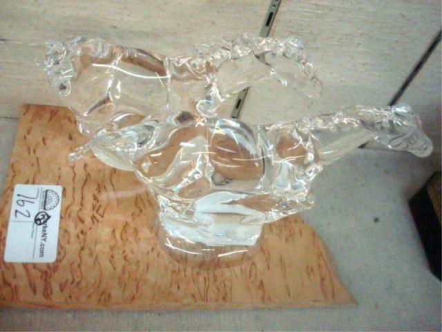 Appraisal: Pair of Galloping Glass Horses as is-chip along edge of