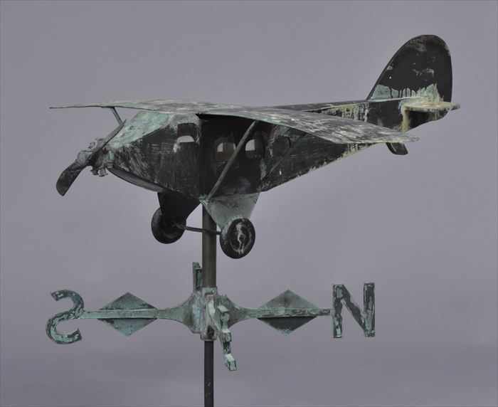 Appraisal: AN UNUSUAL AMERICAN MOLDED COPPER AIRPLANE WEATHERVANE Without base x