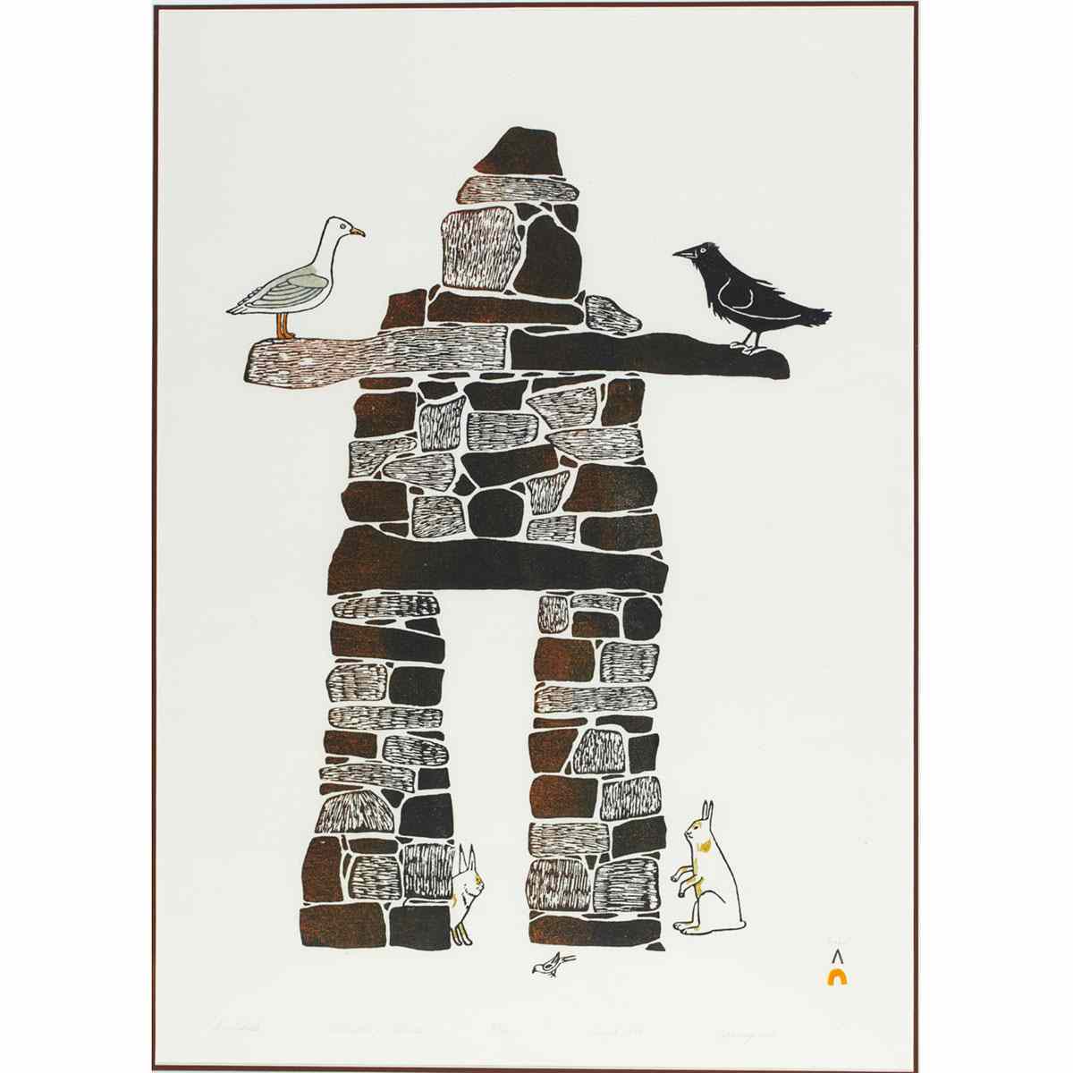 Appraisal: KANANGINAK POOTOOGOOK - E - Cape Dorset INUKSHUK framed Medium