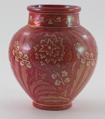 Appraisal: A Maw Co pottery vase ovoid with collar rim painted