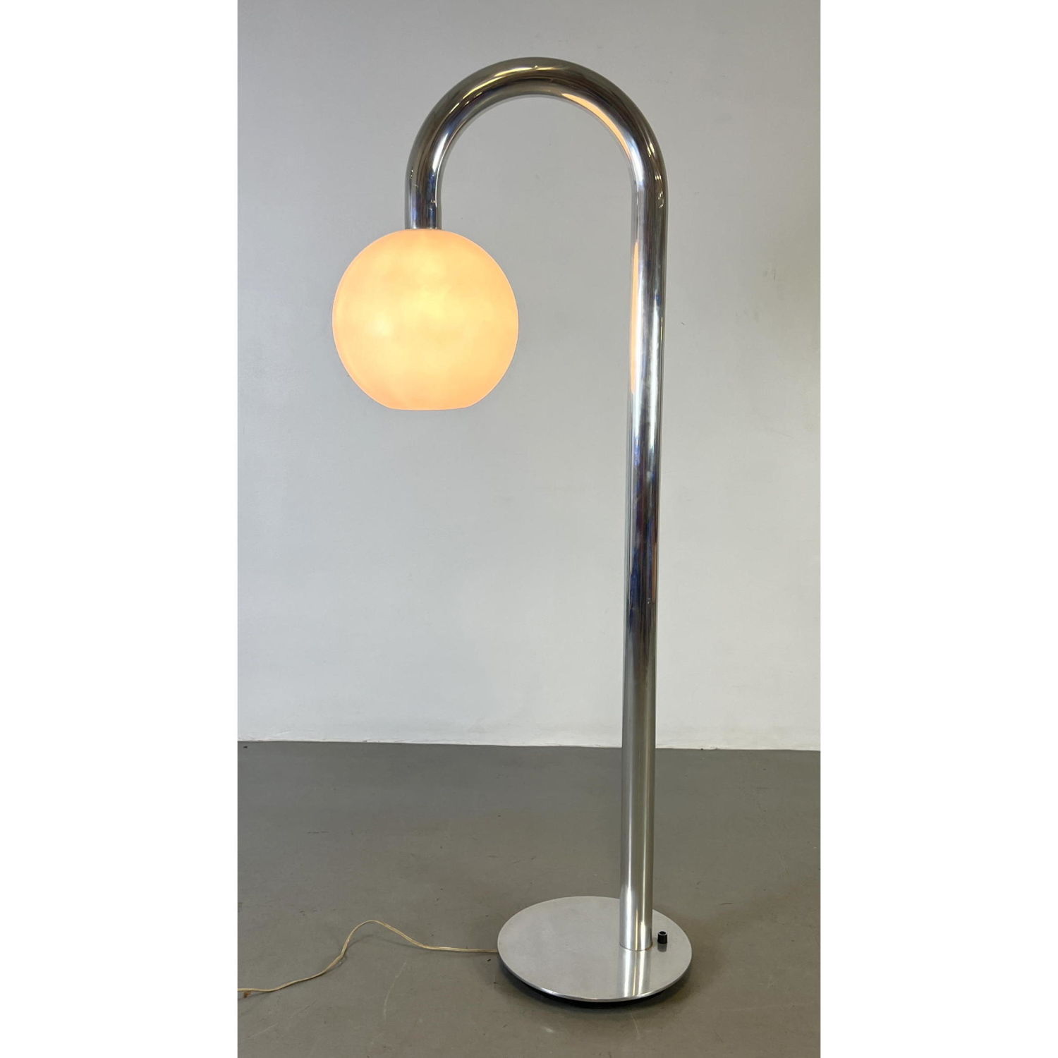 Appraisal: Chrome Arched Arm Floor Lamp Plastic Bubble Shade Dimensions H