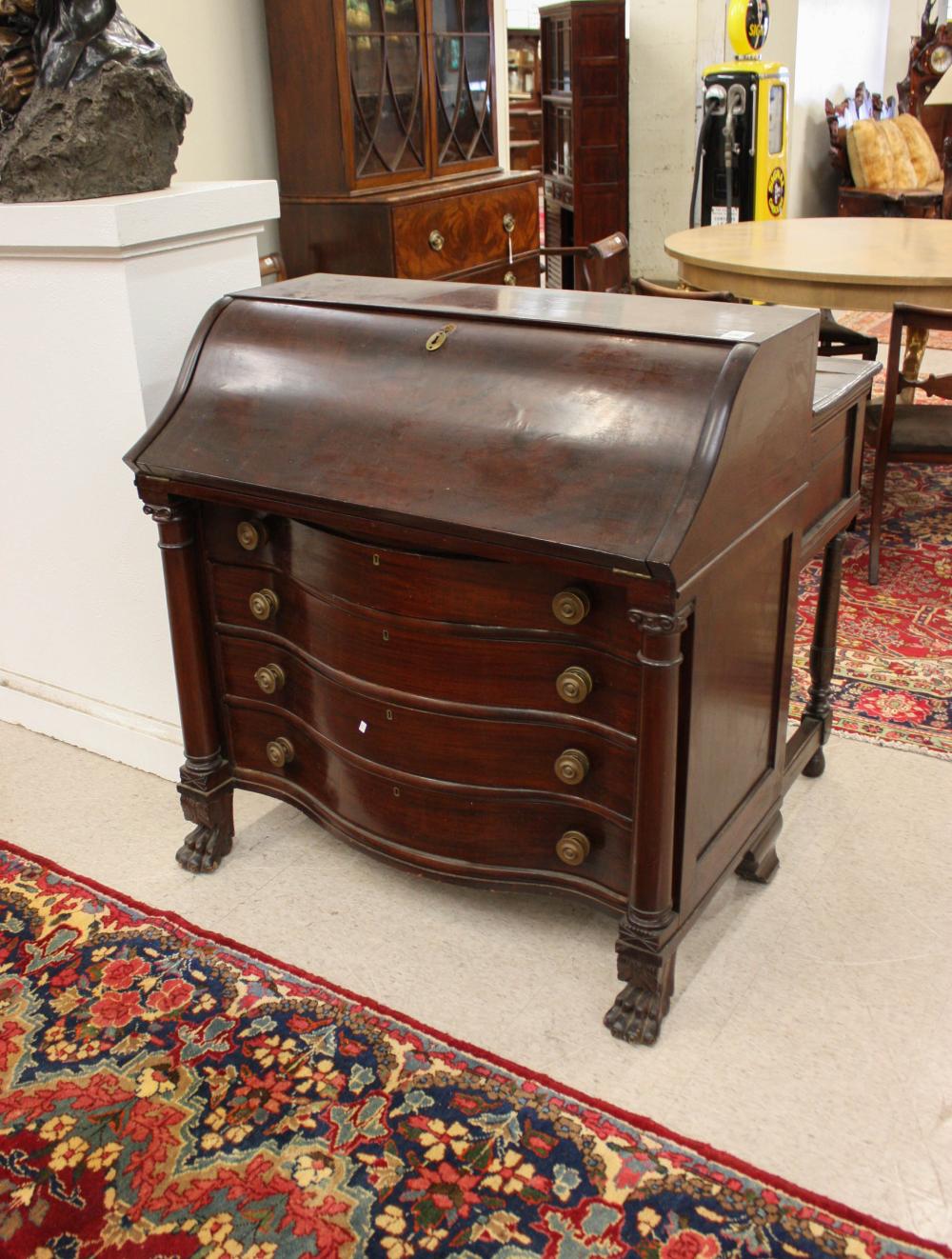 Appraisal: EMPIRE MAHOGANY SLANT-FRONT SECRETARY American th century the slant front