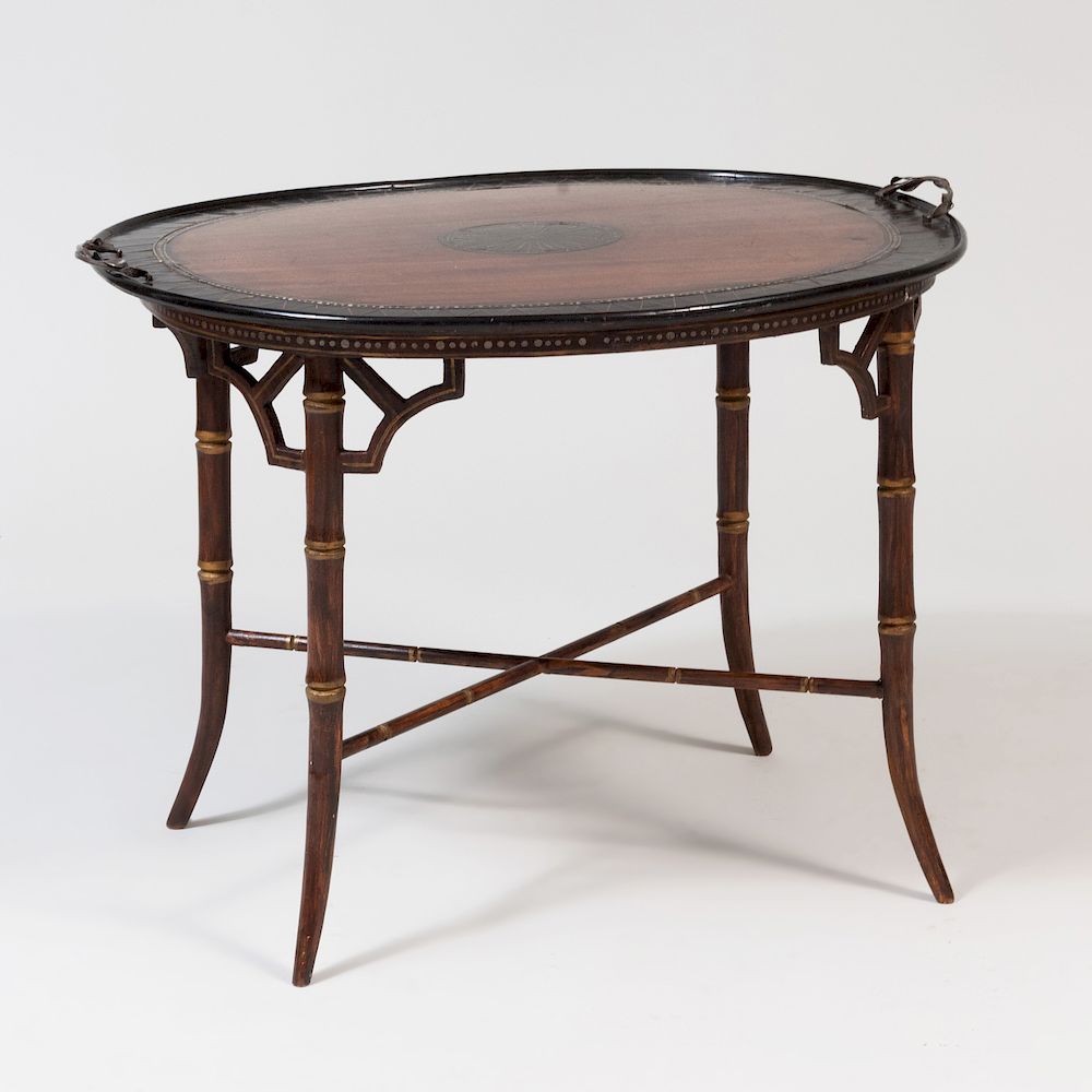 Appraisal: Unusual William IV Brass Inlaid Mahogany and Ebony Tray on