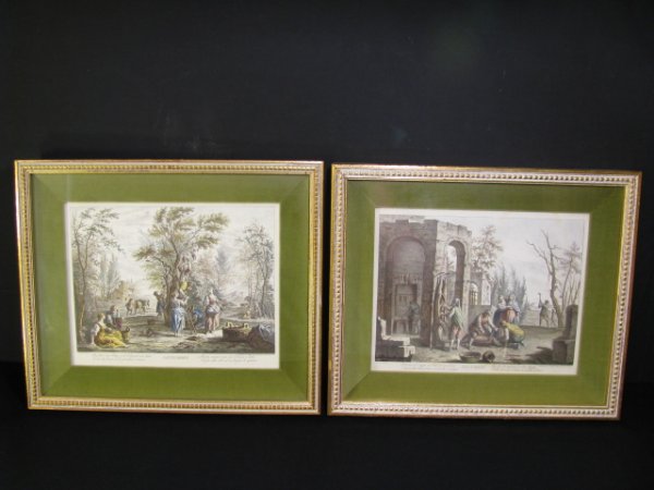 Appraisal: Pair of gilt wood shadow box style framed hand colored