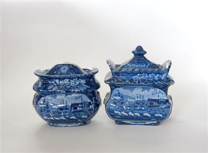 Appraisal: Two historical blue transferware covered sugar bowls james and ralph