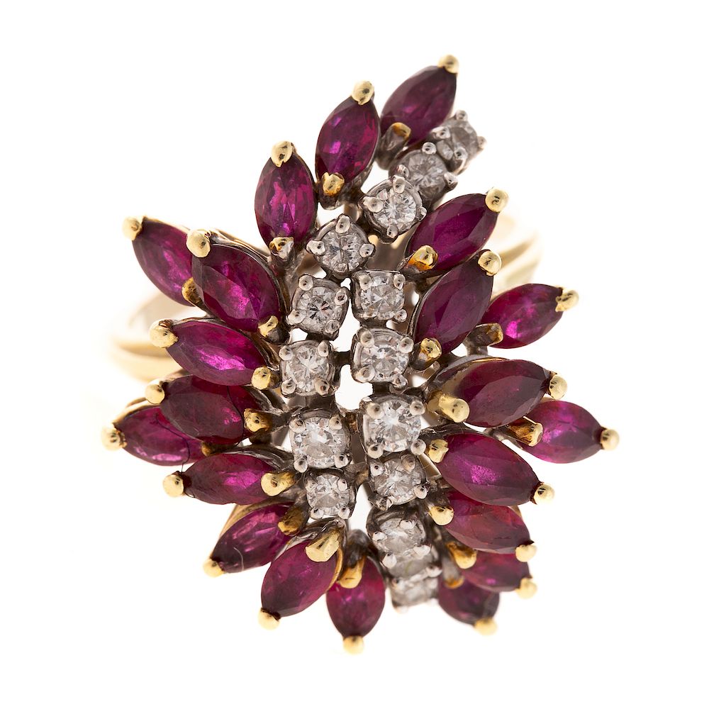 Appraisal: A Ladies Ruby Diamond Cocktail Ring in K K yellow