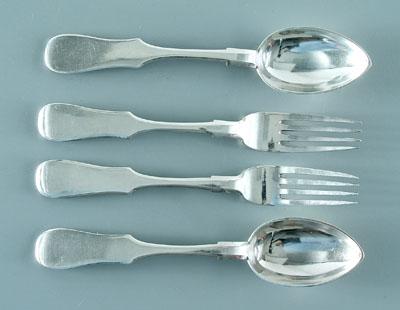 Appraisal: Four pieces Russian silver flatware fiddle handle maker's name in