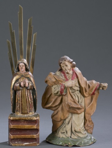 Appraisal: Two th c or Later Santos Figures Including a polychrome