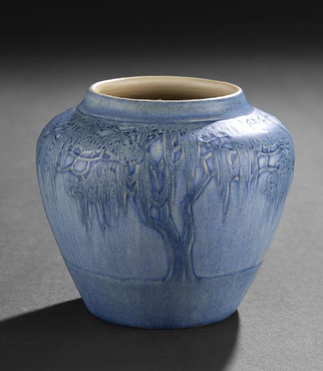 Appraisal: Classic Early Newcomb College Pottery Vellum-Glazed Vase in Live Oaks