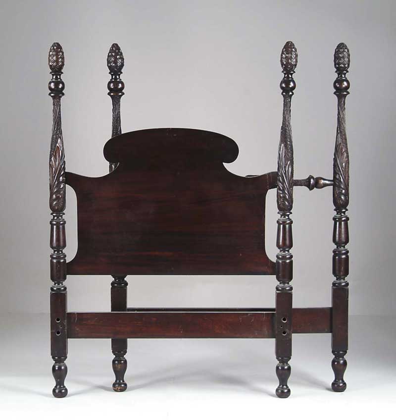 Appraisal: NICELY CARVED FEDERAL STYLE BED The four posts turned and