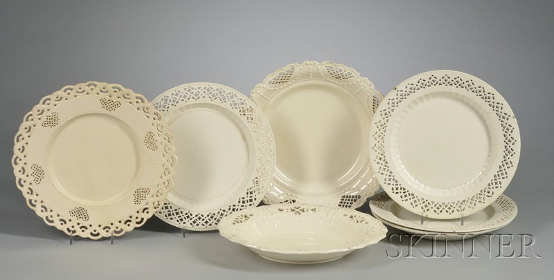 Appraisal: Seven Assorted Pierced Creamware Dishes England late th early th