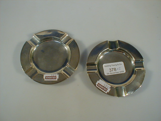 Appraisal: Two silver ashtrays Birmingham assay