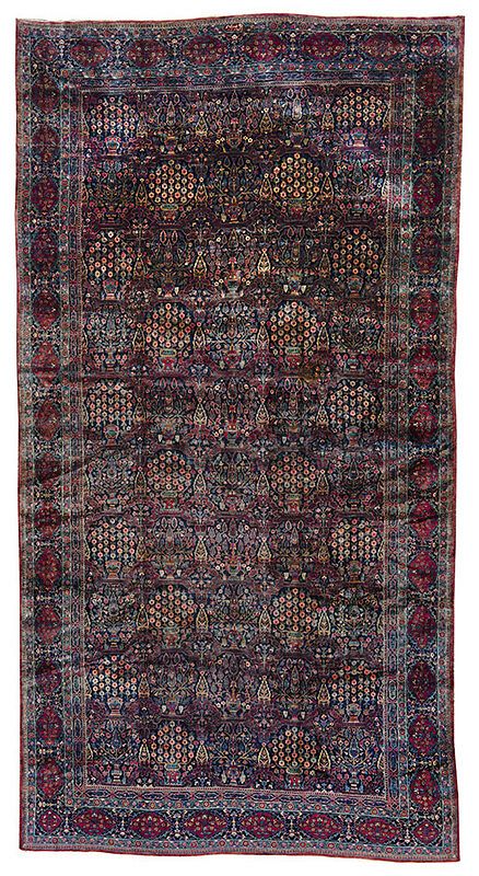 Appraisal: Yazd Carpet Persia early th century blue field with repeating