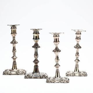 Appraisal: Assembled Set of Four Georgian Candlesticks two with sponsor's mark