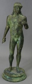 Appraisal: A bronze figure of an athlete after the antique cms