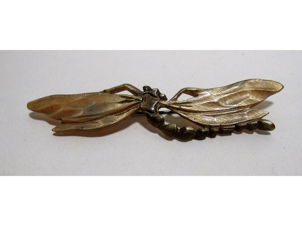 Appraisal: Nineteen twenties carved horn dragonfly brooch signed GIP