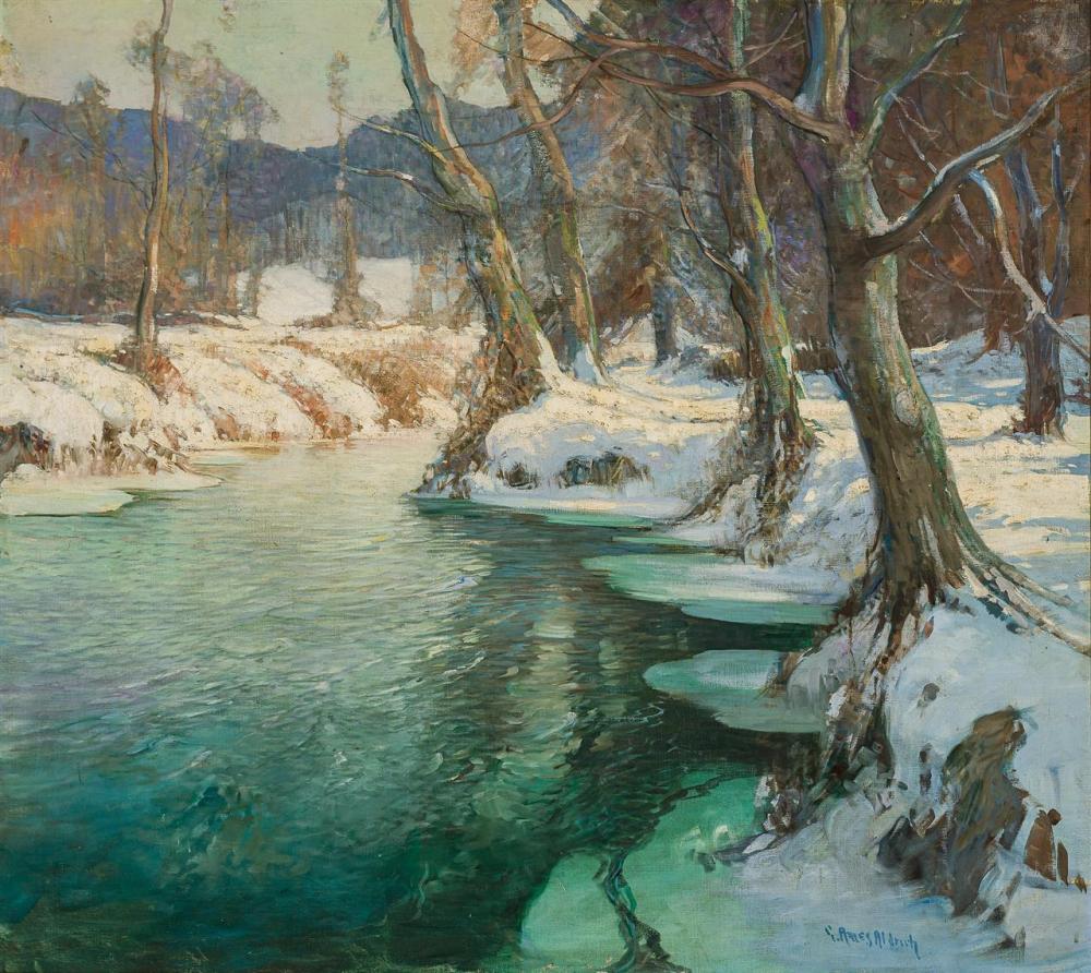 Appraisal: GEORGE AMES ALDRICH American - Winter Trees Along the Icy