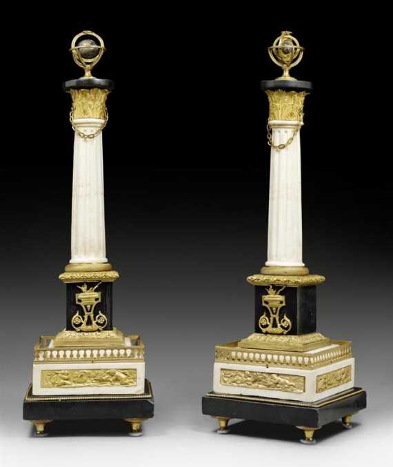 Appraisal: PAIR OF ORNAMENTAL COLUMNS Louis XVI Paris circa White marble