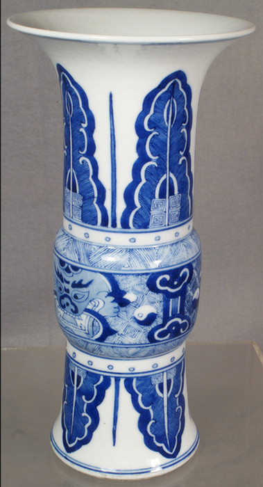 Appraisal: Chinese blue and white vase h with a K'ang Hsi