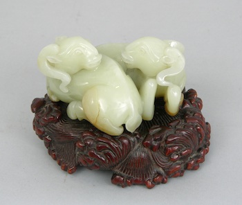 Appraisal: A Pale Celadon Green Jade Carving Chinese A pale celadon