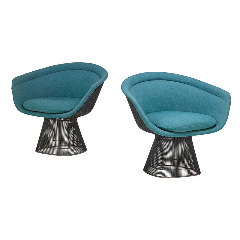 Appraisal: WARREN PLATNER KNOLL Pair of armchairs Condition Report Plastic feet