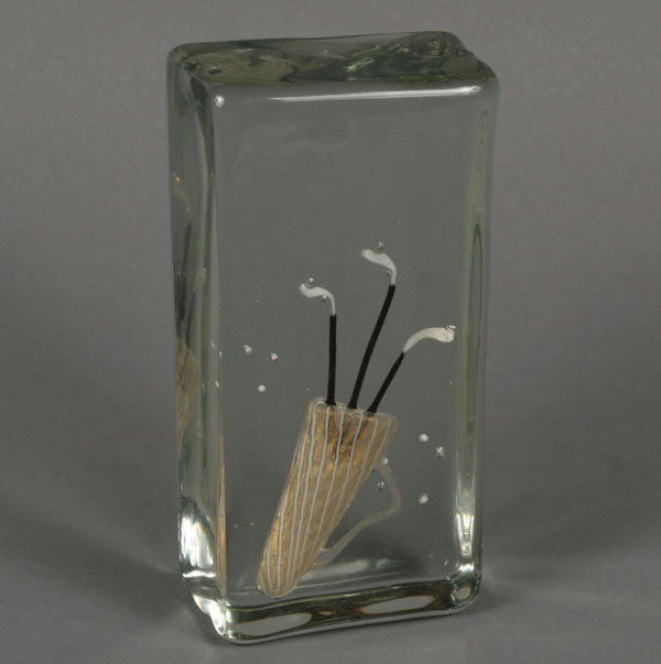 Appraisal: Cenedese block aquarium style Murano art glass sommerso golf theme