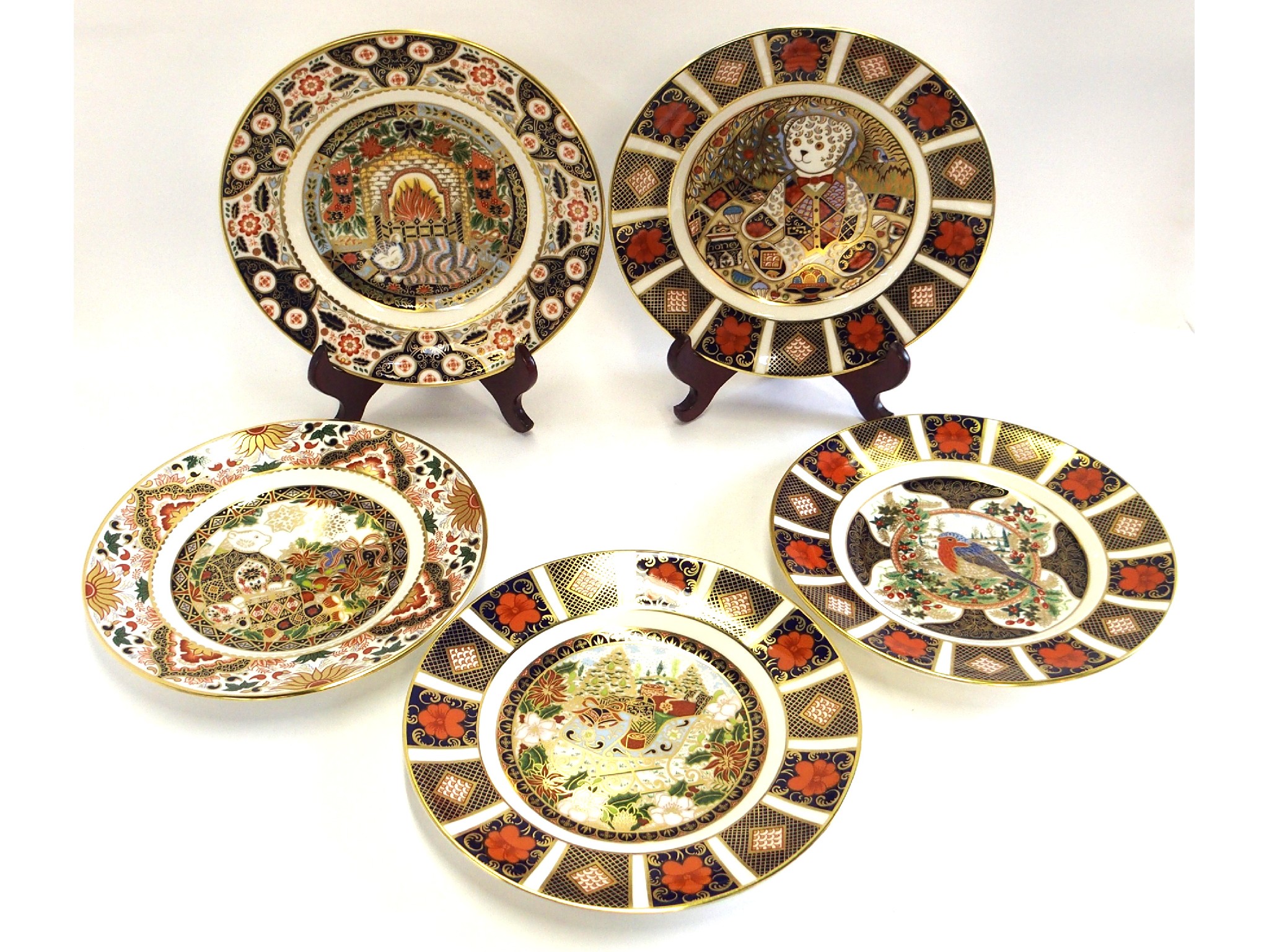 Appraisal: Five Royal Crown Derby Christmas collector's plates