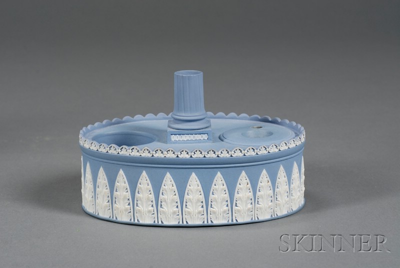 Appraisal: Wedgwood Solid Pale Blue Jasper Inkstand England late th century