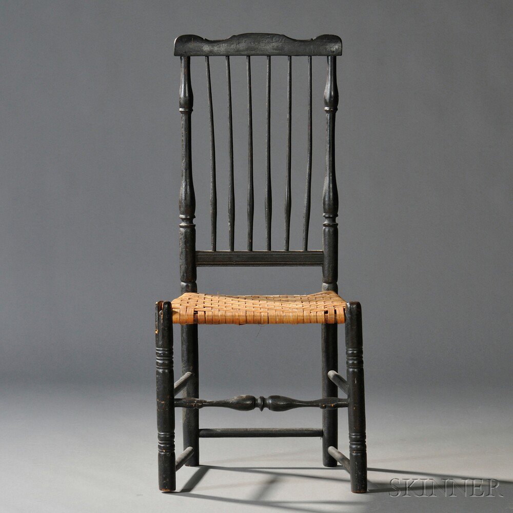 Appraisal: Black-painted Turned Side Chair New England late th early th