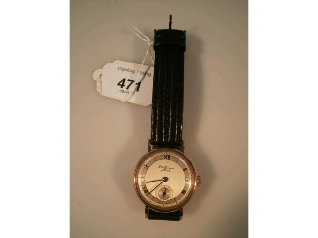 Appraisal: A J W Benson early thC gold cased wristwatch