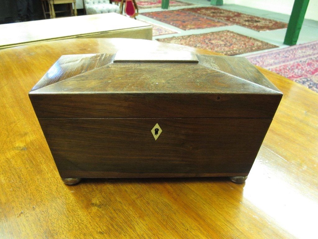 Appraisal: th century rosewood tea caddy